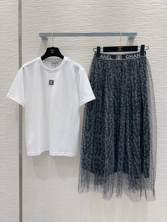 chane* 2025Ss New Style Small Collar White T-Shirt With Second-Hand Series Sm