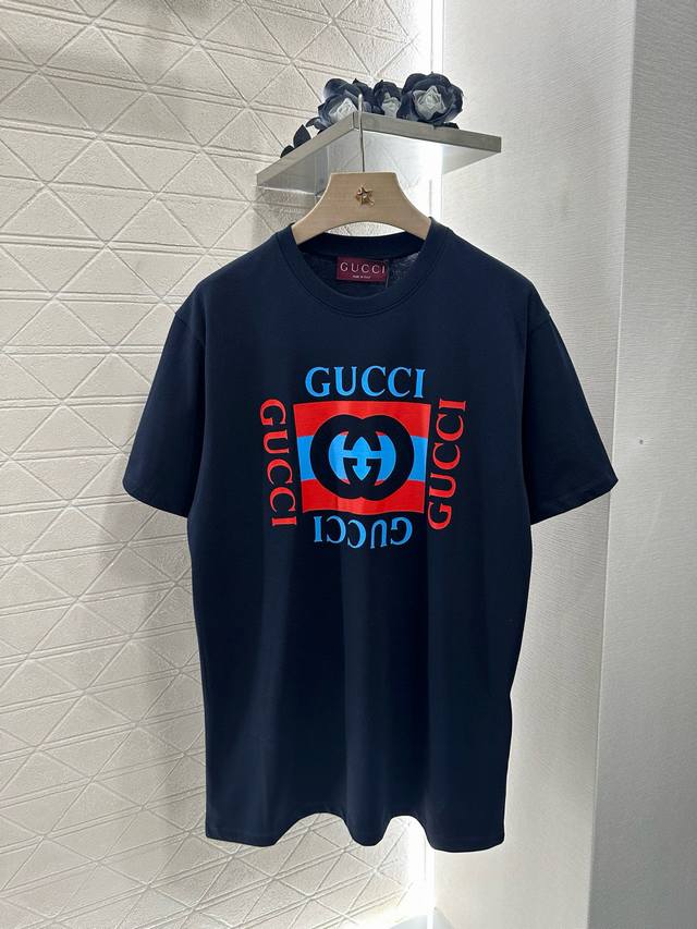 17754# Gucc*New Round Neck Printed Letters Customized Yb Original Cotton Mate