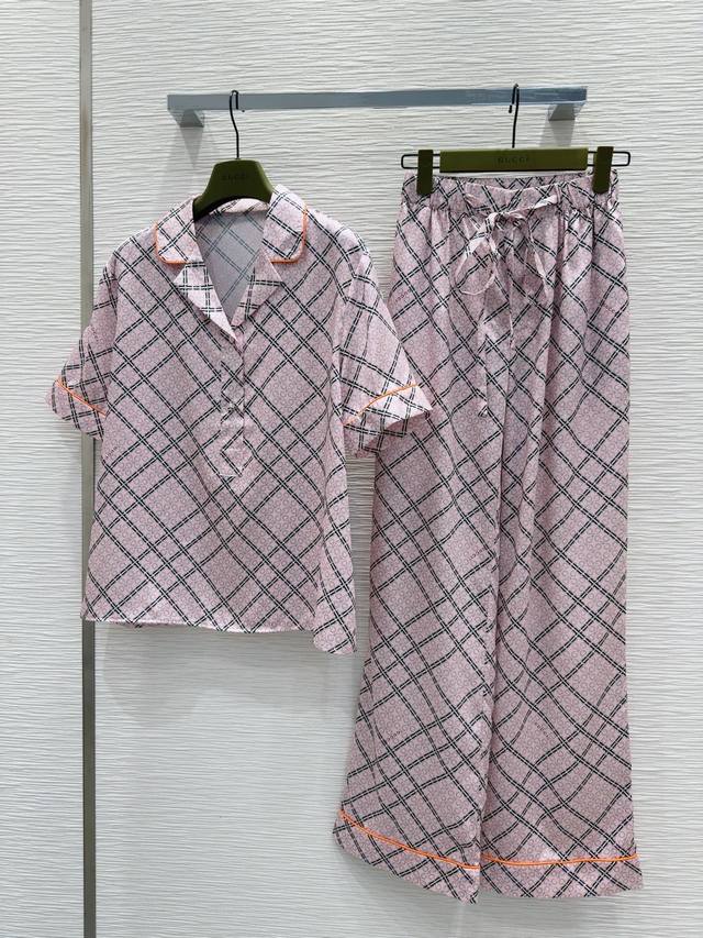 17690# Set Gucc* New Printed Short-Sleeved Shirt And Trousers Suit Customized