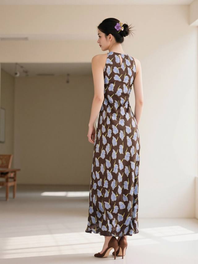 Dress Spring And Summer New Bias-Cut Printed Holiday Vest Long Skirt Delivery Pu