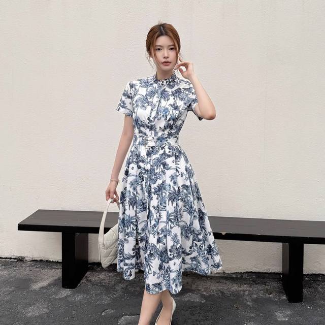 Dress Nanyou Couture 2025 Summer New French Retro Style Waist Printing Temperame