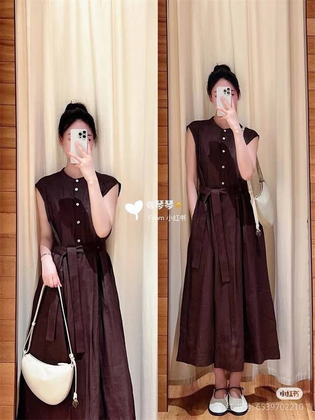 Dress New Summer Linen Plain Fabric Mid-Length Sleeveless Round Neck Temperament