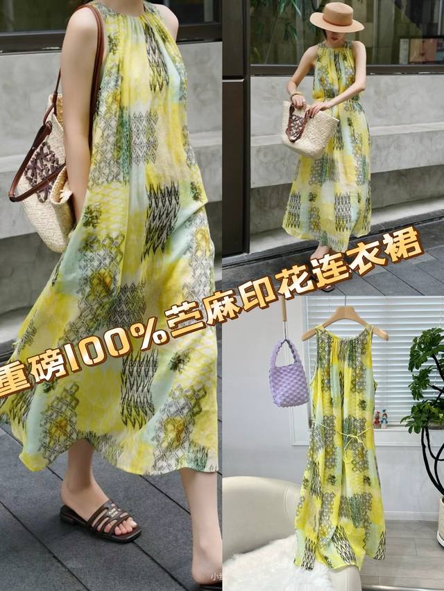 Dress Heavy 100% Ramie Dress Super Beautiful Hot-Selling Boutique European Stati