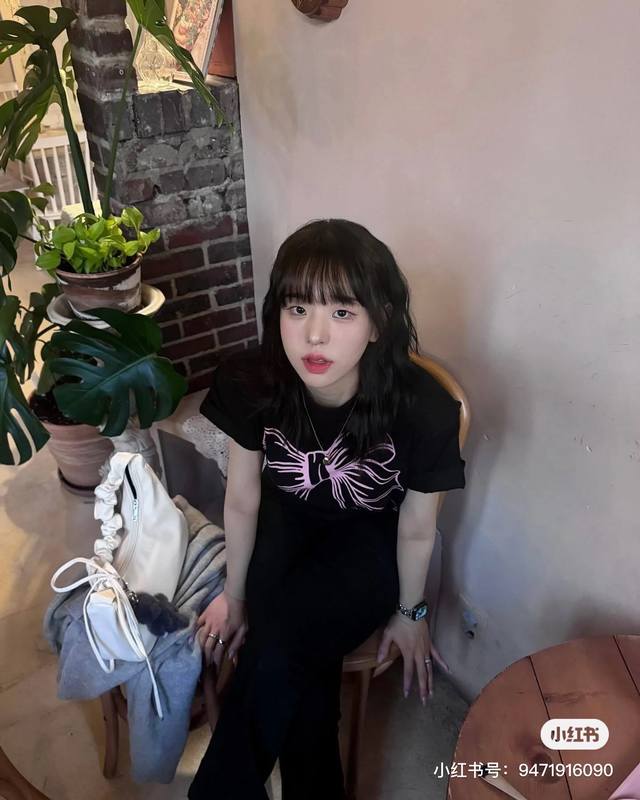 ronron Korean Trendy Brand Butterfly Red And Blue Print Simple Short-Sleeved