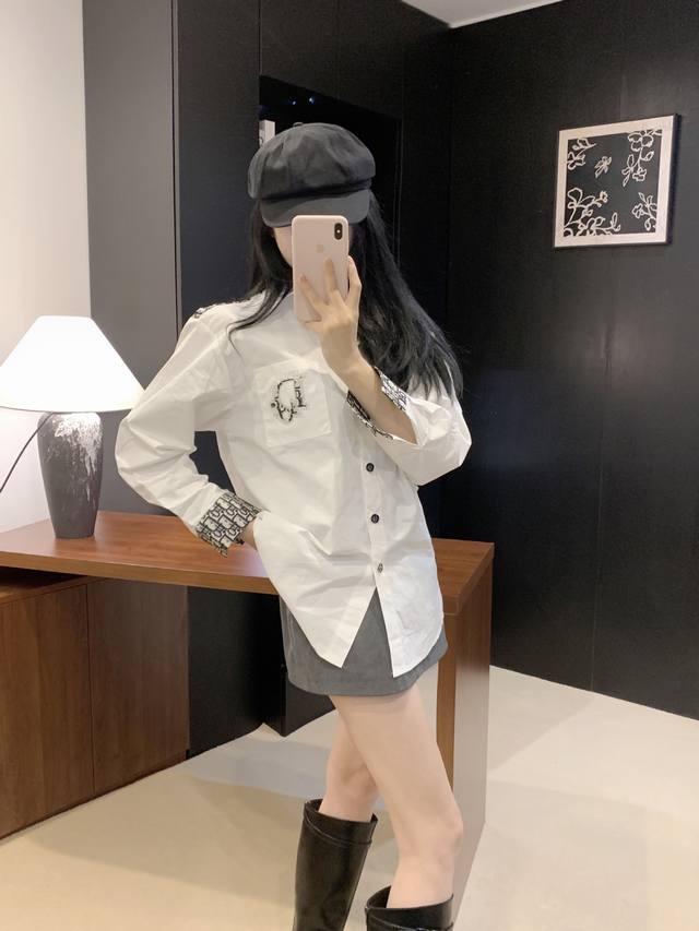 t10836# Dio* Early Spring New Shirt Old Flower Splicing Pattern Customized Yb