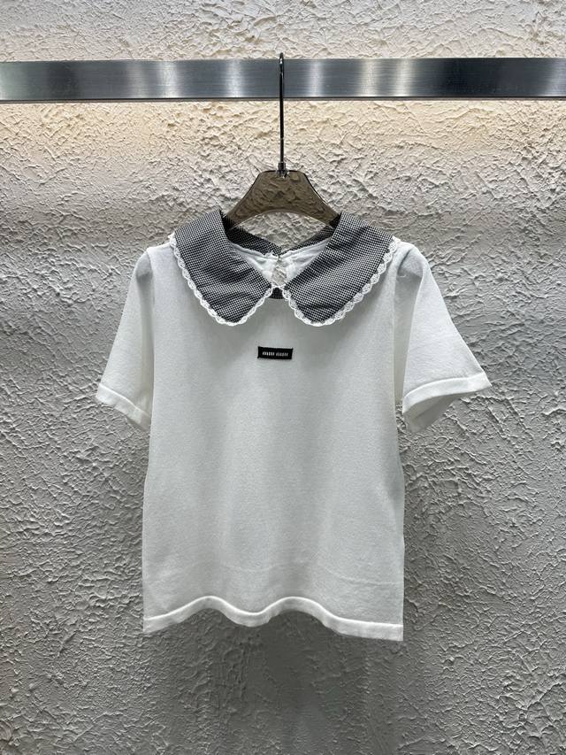 New Style No.:82630 Miumi 25 Summer New Fake Two-Piece Shirt Collar Knitted Shor
