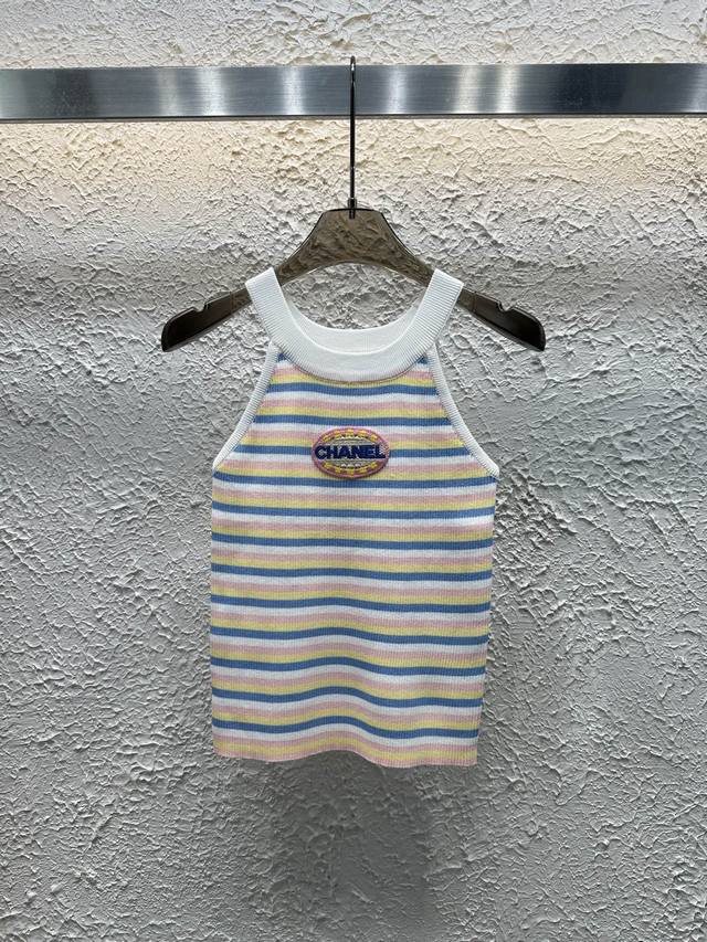 New Arrival Style No.:82619 Chane 25 Summer New Striped Color Matching Knitted V