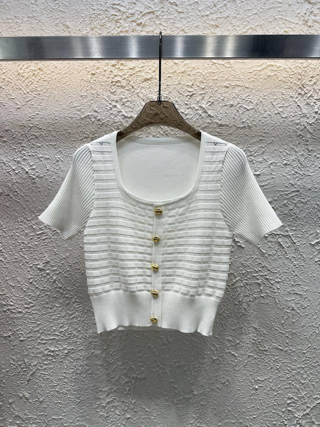 New Style No.:82646 Celin 25 Summer New Custom Hardware Button Knitted Short Sle