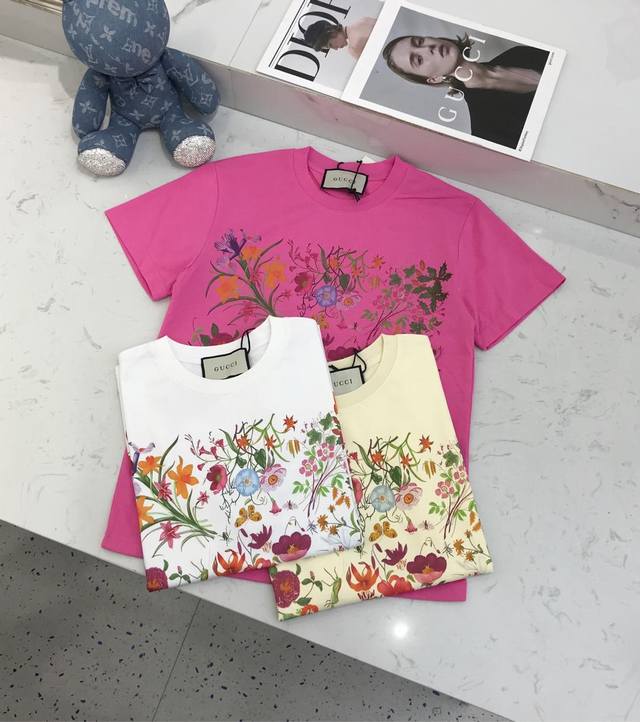 New Product Customization S, M, L Gucc**Hand-Painted Grass Tulip Letter Logo Rou