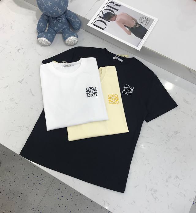 New Product Custom S, M, L Lowe** Simple Embroidered Letter Logo Round Neck Shor