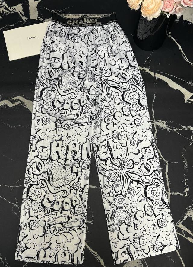 Casual Pants Xiaoxiangjia 25 Spring And Summer New Full Print Logo Graffiti Acet