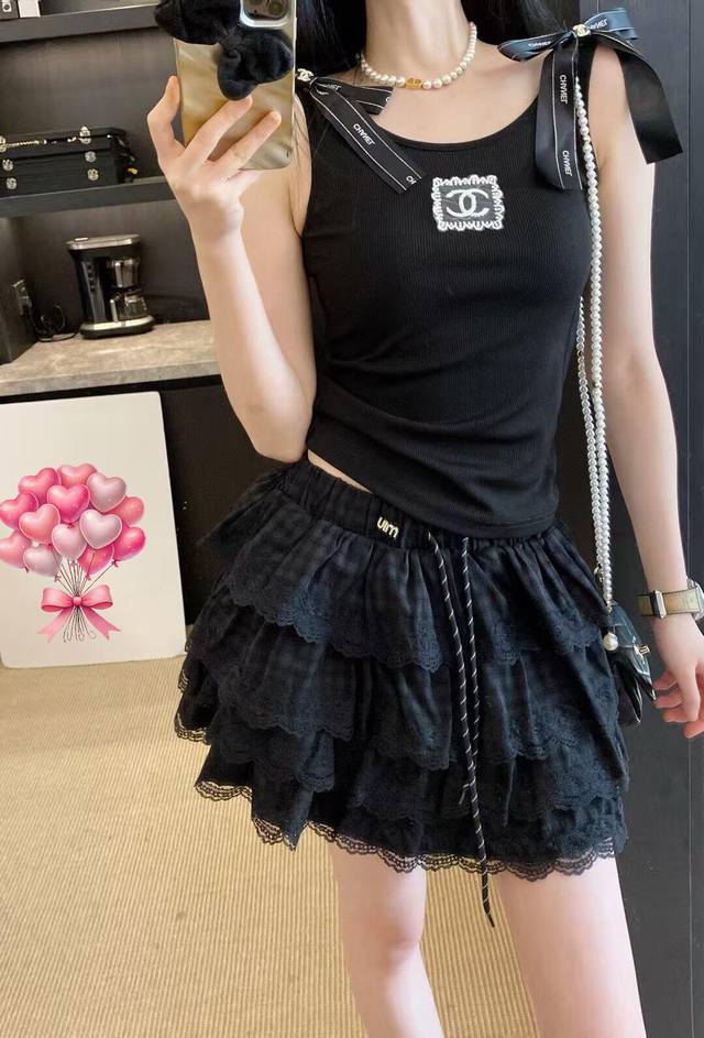 Knitted Vest Xiaoxiangjia 25 Spring And Summer New Mesh Logo Bow Knitted Vest Co