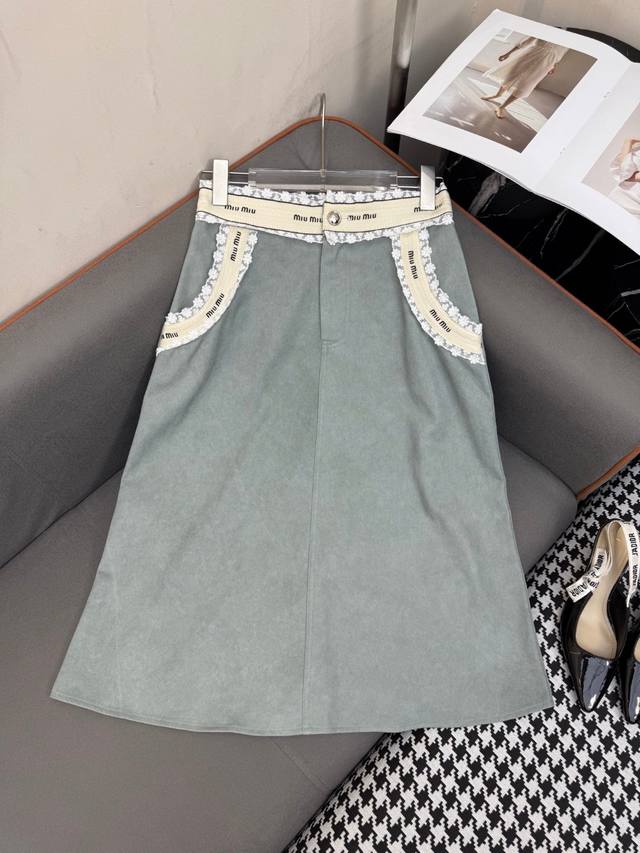 New Release 25Ss New Skirt Letter Ribbon Lace Splicing Decoration Fashionable An