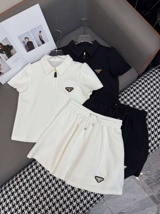 New Release 25Ss New Suit Olo Shirt And Skirt Suit Triangle Logo Decoration Uppe