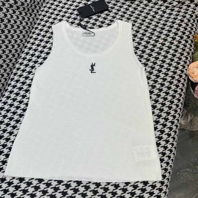 Knitted Vest Purchase Ysl 25 Spring And Summer New Round Neck Logo Embroidered K