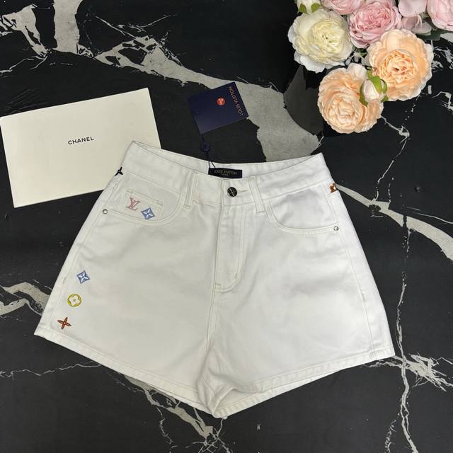 Denim Shorts Donkey 25 Spring And Summer New Letter Embroidery High Waist Slim D
