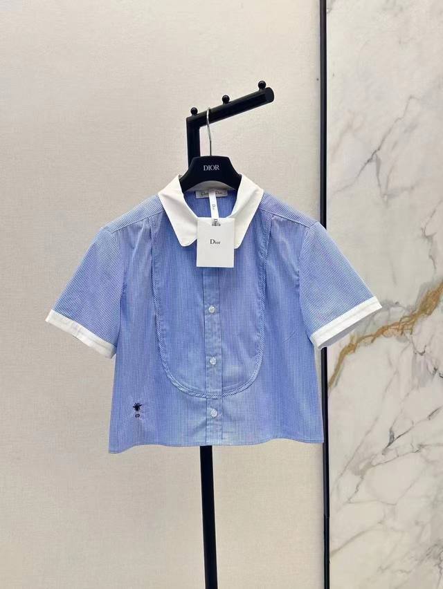 17705# Dio*25Ss The Latest Spring And Summer Short Shirt With Bee Embroidery