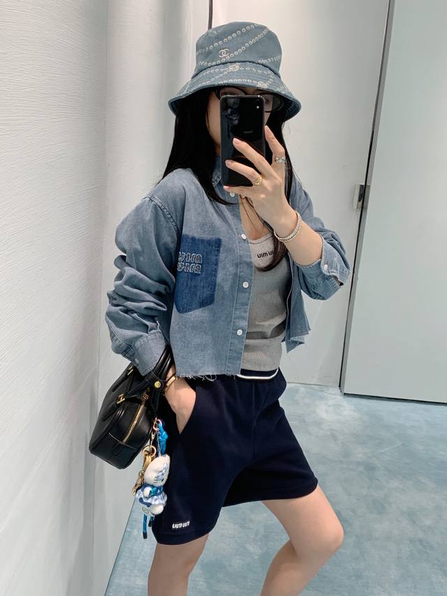 Short Shirt Miumi* 25Ss New Spring And Summer Style Old Fashionable Style Washed