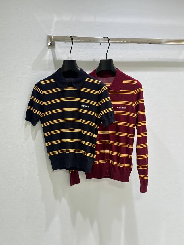 25Ss New Arrival For Early Spring New Cashmere And Silk Striped Polo Sweater