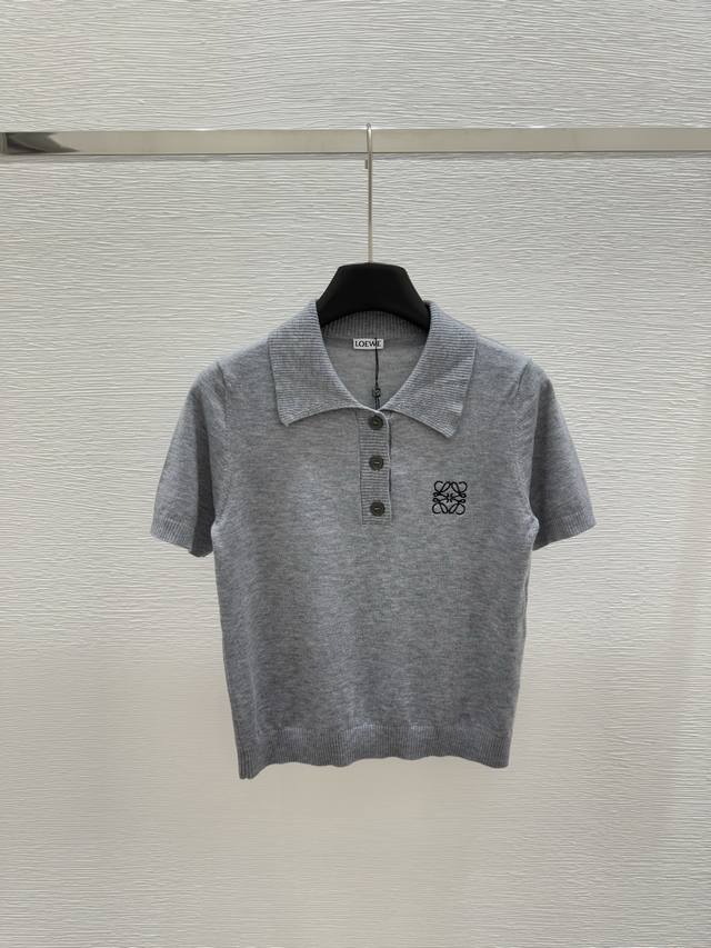 lo's Early Spring New Style Lapel Knitted Short Sleeves Color Gray Size 36.38