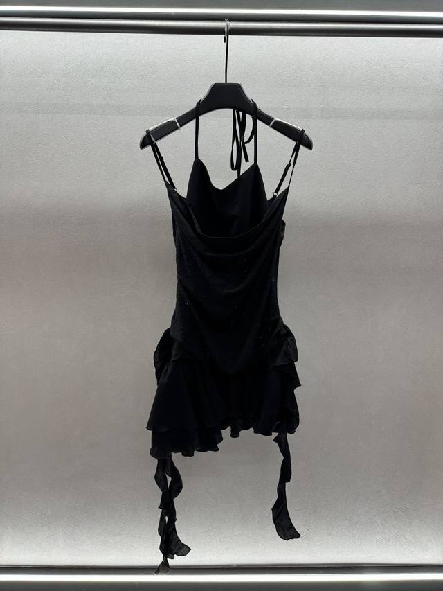 2680 Spring And Summer Ann Irregular Wave Ribbon Suspender Skirt Halter Neck