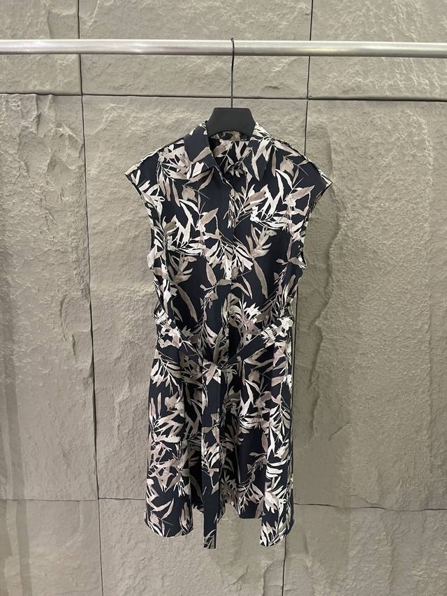 New Hot Bc 2025 Spring And Summer New Bamboo Leaf Print Dress The Scattered Prin