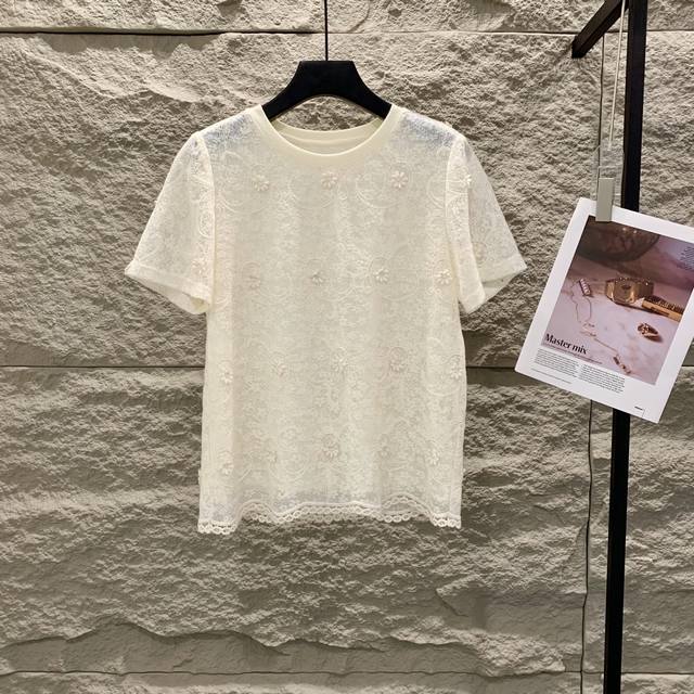New Lace Hollow Bouquet Round Neck Short Sleeves Loose Version Suitable For All