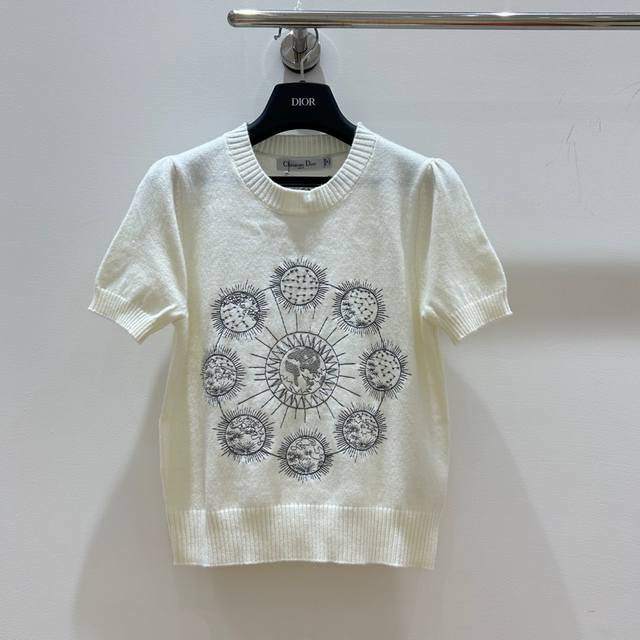 dior Dior 24 Spring/Summer Eclipse Pattern Women's Pullover Short Sleeve Knit