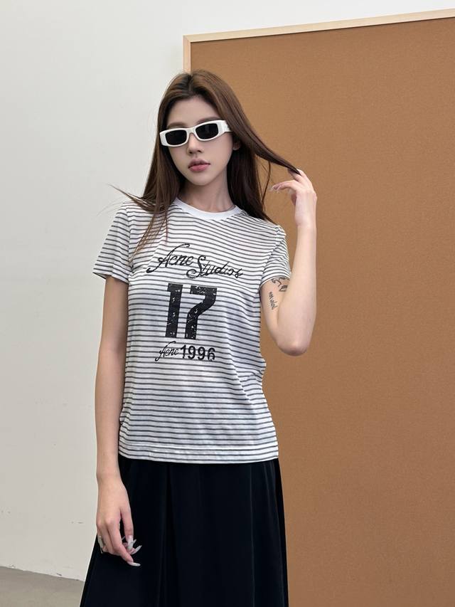 acne New Short-Sleeved T-Shirt Ready-To-Wear Washing And Printing Process Imp
