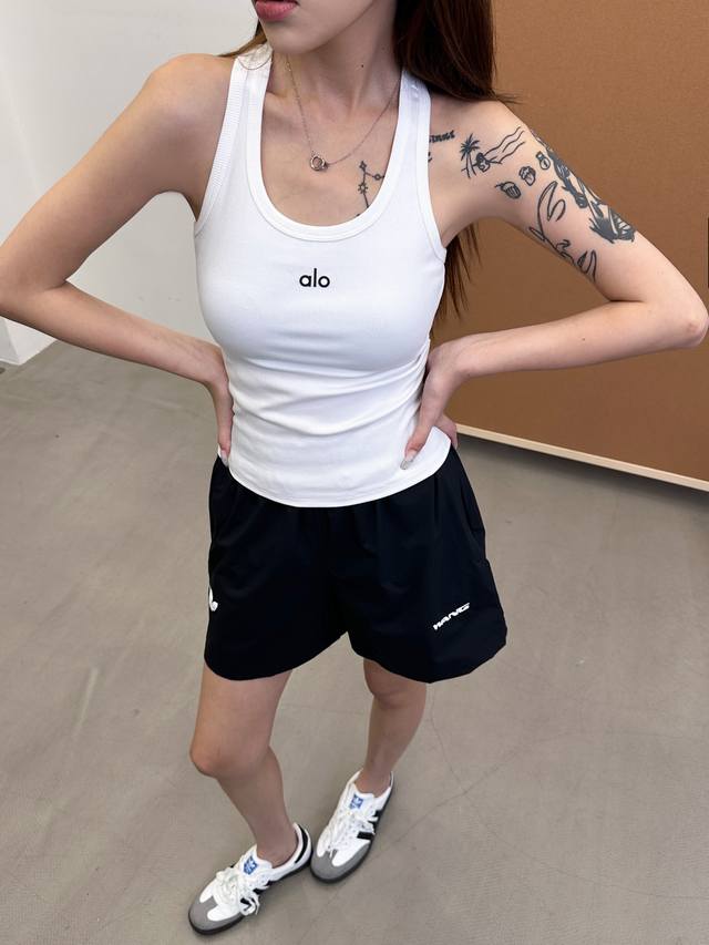 alo New Sports Vest Classic Thick Version Printed Standard Cotton Blended Fab