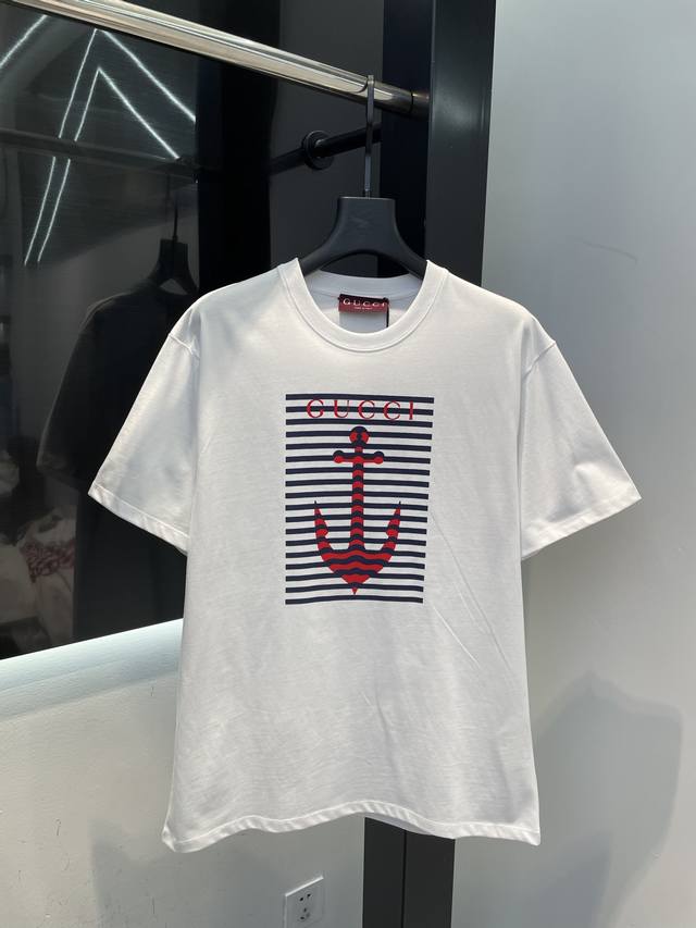gucc* 25 Limited Series New Printed Short Sleeve T-Shirt Exquisite Loose Larg