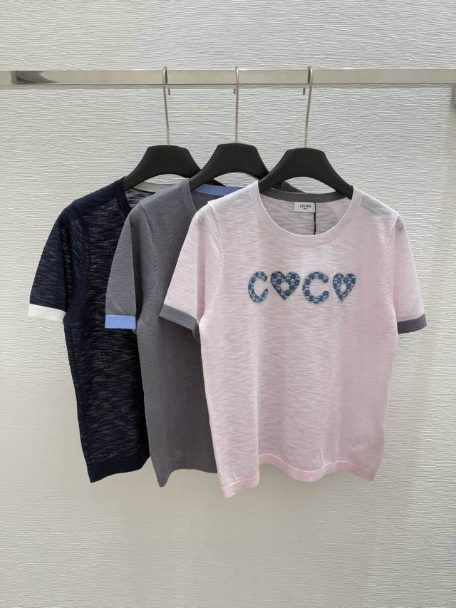 ce Early Spring New Round Neck Nail Diamond Knitted Short Sleeves Color Pink
