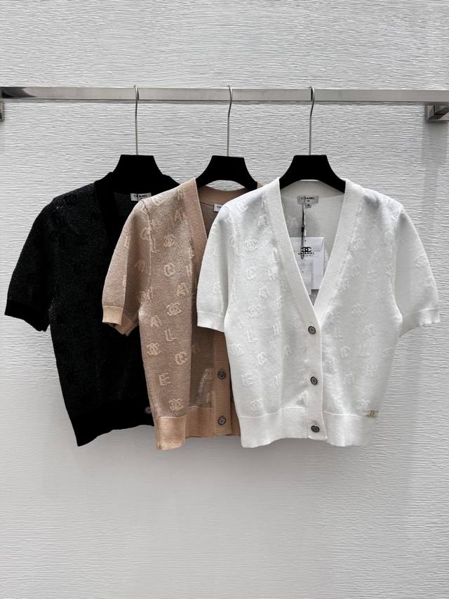 ch Summer New Style Dark Pattern Logo Gold And Silver Line V-Neck Cardigan Co