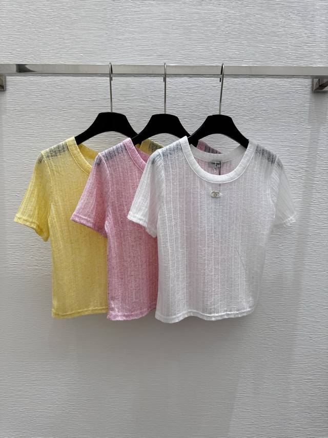 ch New Summer Style Pure Color Simple Round Neck Knitted Short Sleeves Color