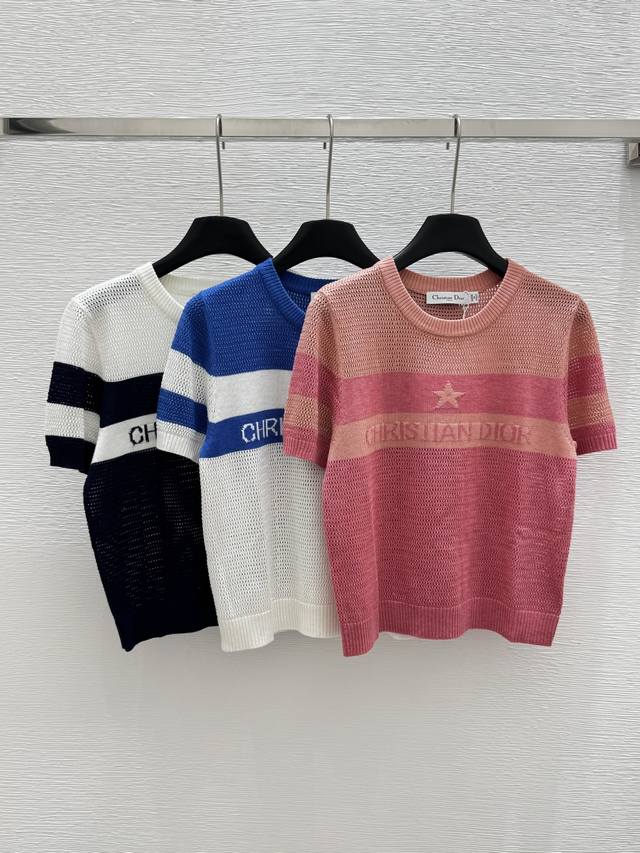 d Home Summer New Color Contrast Letter Round Neck Short Sleeve Color Pink Ro
