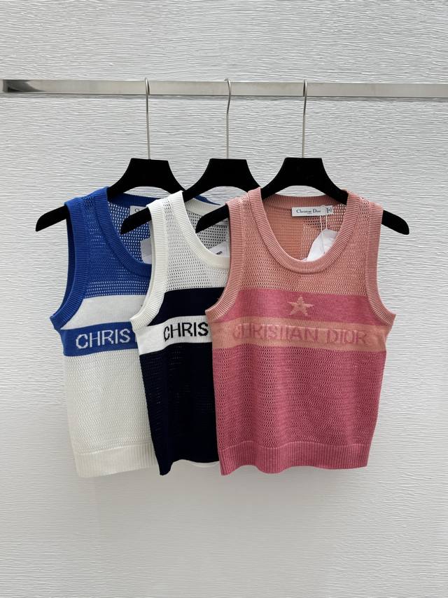 d Home Summer New Contrast Color Letter Round Neck Vest Color Pink Royal Blue