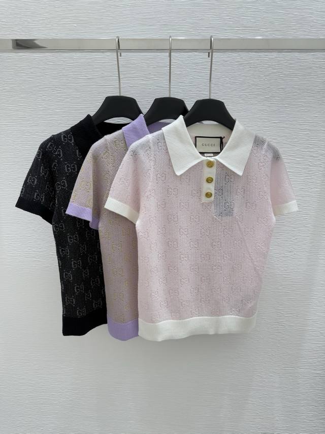 g Early Spring New Lapel Knitted Short Sleeve Color Pink Gray Black Size 36.3