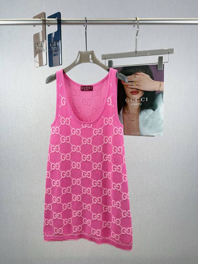 Double G Jacquard Sleeveless Dress 85% Cotton 9% Fiber 6% Nylon This Color Is Re