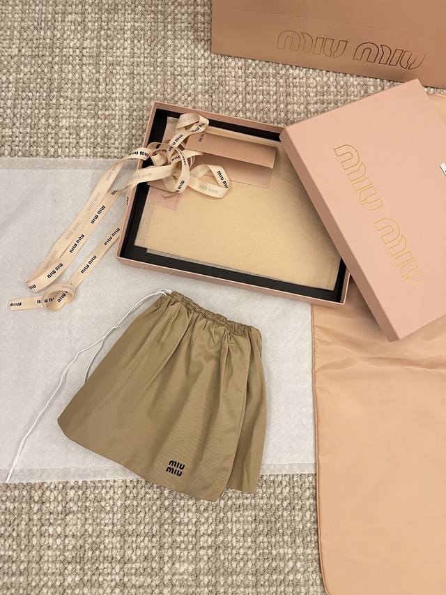 miumi 25Ss New Product Online Oatmeal Latte Drawstring Low Waist Skirt Yb One