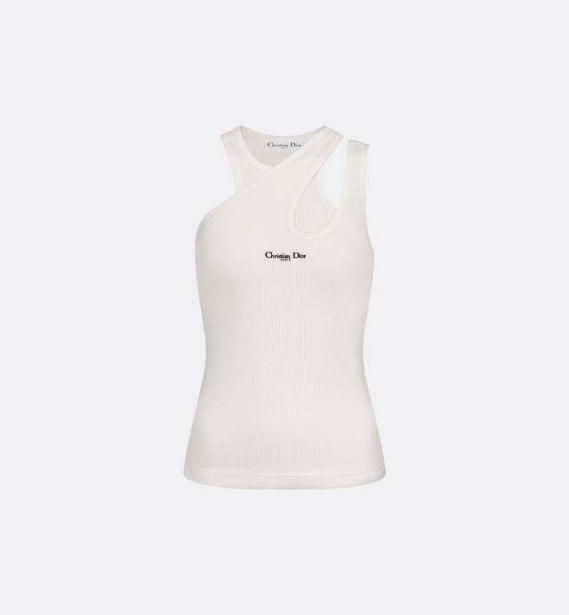 25 New Cotton Ribbed Knitted Fabric Asymmetric Vest White Black Sml