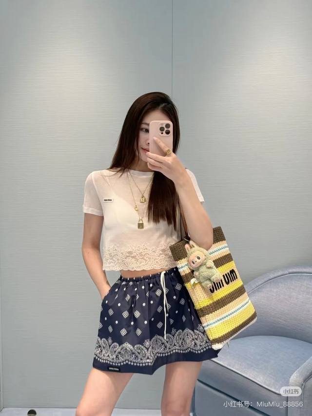 25 New Ultra-Thin Tencel Wool White Lace Trim Round Neck Short-Sleeved Top Sm