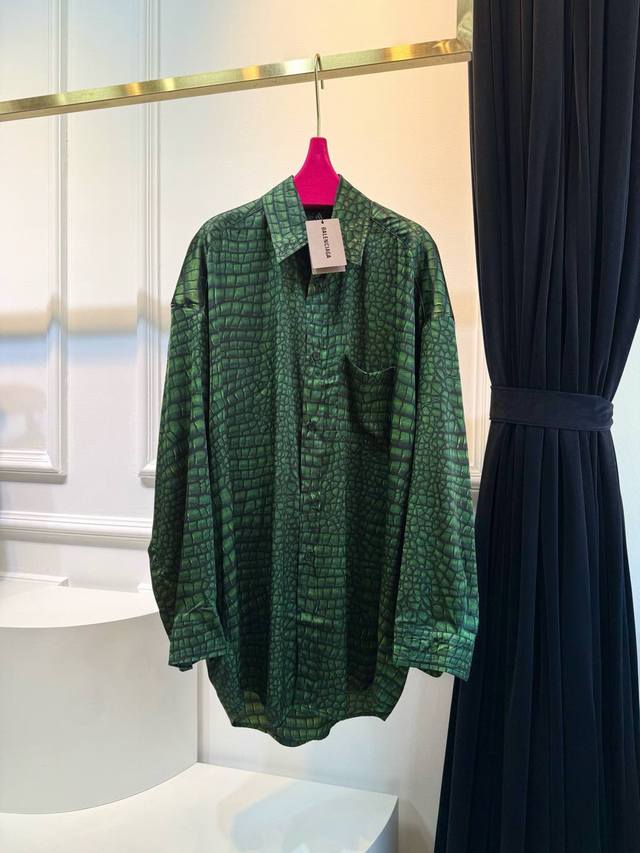 blcg 25Ss New Crocodile Pattern Print Suit Loose-Fitting Shirt + Elastic Wais