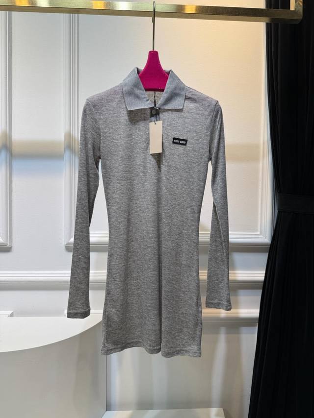 miumiu Lapel Tencel Dress This Ribbed Knit Dress Is Reinterpreted With Low-Ke