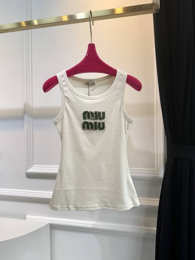miu Miu Embroidered Logo Knitted Vest This Simple Knitted Top Adds Bright Col