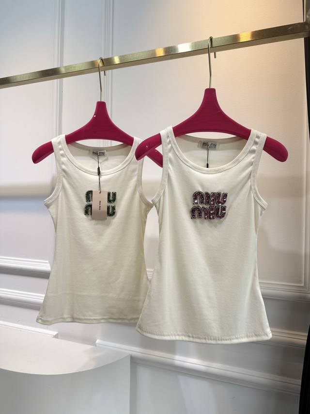 miu Women's Ribbed Knit Vest With Embroidered Mi Logo This Simple Knit Top Ad