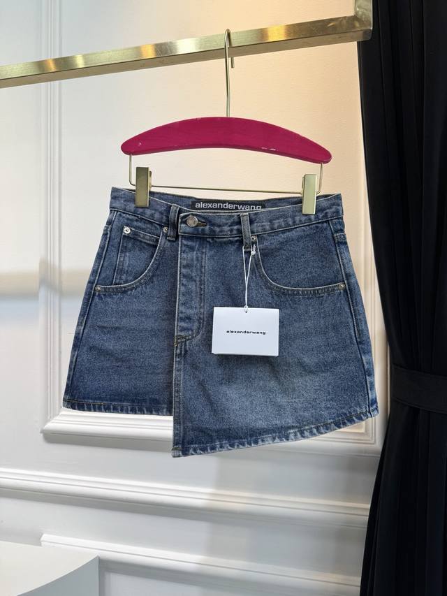 aw Distressed Denim Wrap Skirt Yang Mi Same Style This Cotton Denim Skirt Fea