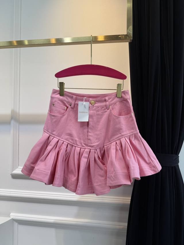 zimm*25 Early Spring New Product Pleated Lotus Leaf Denim Short Skirt Sweet A