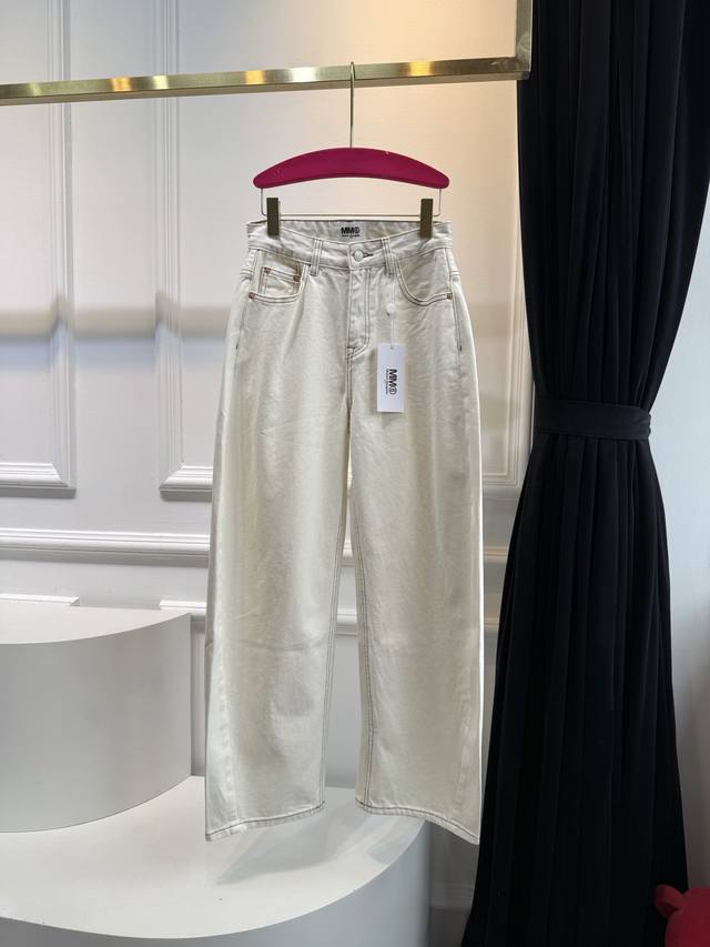mm6 White Denim Pants The Softness Of The Hollow Mesh Collides With The Rebel