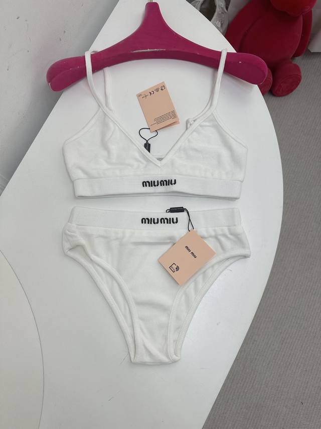 Size Sml Miu Brushed Bra And Briefs Set This Bra Features The Miu Miu Logo On Th