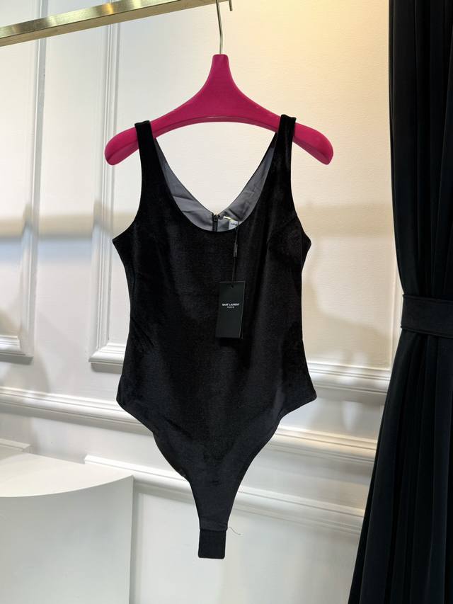ysl Velvet Jumpsuit With Chain And Hidden Buckle In The Crotch Can Be Paired